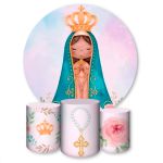 Capa Painel + Trio Capas Cilindros Sublimados Tema Nossa Senhora Cute 578