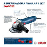 COMBO ESMERILHADEIRA GWS 850 + FURADEIRA GSB 550 RE da BOSCH