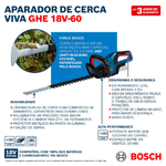 Aparador De Cerca Viva à Bateria GHE 18V-60 18V Da Bosch