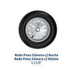 Roda Completa Pneu 3,25-8 Com Rolete Metalosa
