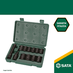 Jogo De Soquete De Impacto Sextavado Com Encaixe De 1/2 12 peças da Sata -ST09008SJ