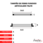 Tampão de Ferro Fundido Articulado 70x70 cm