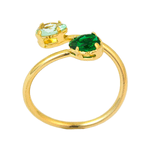 Anel Ajustável Com Zircônias Verde Aqua e Peridoto By Kumbayá Joias