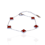 Pulseira Mini Trevo Vermelho Aço Inoxidável 