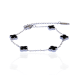 Pulseira Mini Trevo Preto Aço Inoxidável 