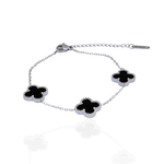 Pulseira Trevo Grande Preto Aço Inoxidável 