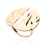 Anel Ajustável Chapa Martelada Semijoia Banho de Ouro 18K 