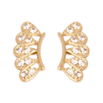 Brinco Ear Cuff Gotas Com Zircônias Semijoia Banho De Ouro 18k