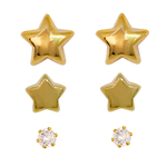 Brinco Trio 2 Estrelas e Ponto De Luz By Kumbayá Joias