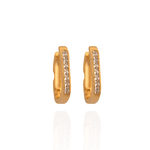 Brinco Argola Retangular com Zircônias Banho de Ouro 18K