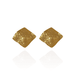 Brinco Quadrado Martelado Texturizado Banho de Ouro 18K