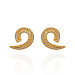 Brinco Espiral Cravejada Banho de Ouro 18K