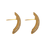 Brinco Meia Argola Cravejada Banho de Ouro 18K