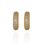 Brinco Meia Argola Cravejada Banho de Ouro 18K
