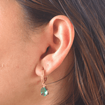 Brinco Argola Cravejada com Gota Turmalina Paraíba Banho de Ouro 18K