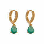Brinco Argola Cravejada com Gota Turmalina Paraíba Banho de Ouro 18K