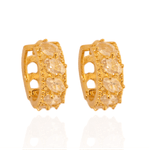 Brinco Argola de Zircônias Semijoia Banho de Ouro 18K 