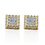 Brinco Quadrado de Zircônias Banho de Ouro 18K