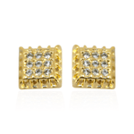 Brinco Quadrado de Zircônias Banho de Ouro 18K