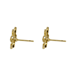 Brinco Flor Pétalas Vazadas com Zircônia Banho de Ouro 18K