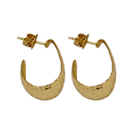Brinco Meia Argola Texturizada Banho de Ouro 18K