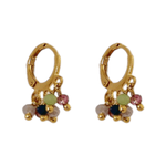 Brinco Argola Click Tripla Cristal Rosa Metalizado, Azul Jeans, Lilás, Verde Banho de Ouro 18K