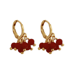 Brinco Argola Click Tripla 6 Cristal Vermelho Banho de Ouro 18K