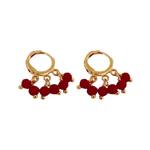Brinco Argola Click Tripla 6 Cristal Vermelho Banho de Ouro 18K