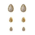 Brinco Trio Gotas com Zircônias Banho de Ouro 18K