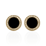 Brinco Redondo Preto com Zircônias Banho de Ouro 18K