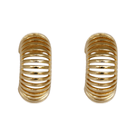Brinco Meia Argola Mola Banho de Ouro 18K