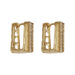 Brinco Argola Quadrada com Zircônias Banho de Ouro 18K