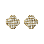 Brinco Argola Trevo Cravejado Banho de Ouro 18K