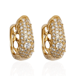Brinco Argola Oval Cravejada de Zircônias Banho de Ouro 18K