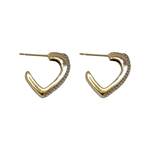 Brinco Argola Coração Cravejada Média Banho de Ouro 18K