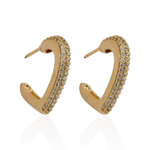 Brinco Argola Coração Cravejada Média Banho de Ouro 18K
