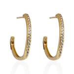 Brinco Argola Coração Cravejada Grande Banho de Ouro 18K
