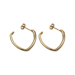Brinco Argola Coração Cravejada Grande Banho de Ouro 18K