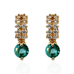 Brinco Argola Duas Fileiras e Zircônia Verde Banho de Ouro 18K