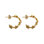 Brinco Meia Argola Estrelas com Zircônias Banho de Ouro 18K