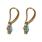 Brinco Argola Gancho Cravejado e Borboleta Azul Banho de Ouro 18K