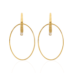 Brinco Base Palito com Zircônia e Argola Oval Banho de Ouro 18K