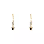 Brinco Argola com Pingente Borboleta de Zirconia Preta by Kumbayá Joias 