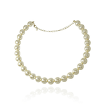 Chocker Corrente Pérolas 12mm Semijoia Banho de Ouro 18K