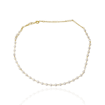 Choker Corrente Pérolas 4mm Banho de Ouro 18K