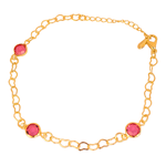 Pulseira Corrente Coração e Zirconias Rosa By Kumbayá Joias