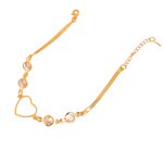 Pulseira Lacraia e Coração com Ponto de Luz Banho de Ouro 18K