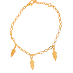 Pulseira Pingentes de Folha Trabalhada Banho de Ouro 18K