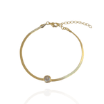 Pulseira Lacraia com Zircônia Redonda Banho de Ouro 18K