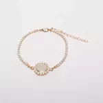 Pulseira Riviera Incolor Com Detalhe Redondo Em Zircônia Branca Leitosa Semijoia Banho De Ouro 18k